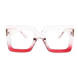 Oversized Square Blue Light Computer Eyewear Non-Prescription Pink Red